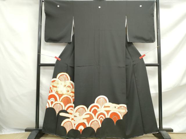平和屋着物■豪華黒留袖 駒刺繍 エ霞青海波文 金彩 正絹 逸品 DABF4714qa
