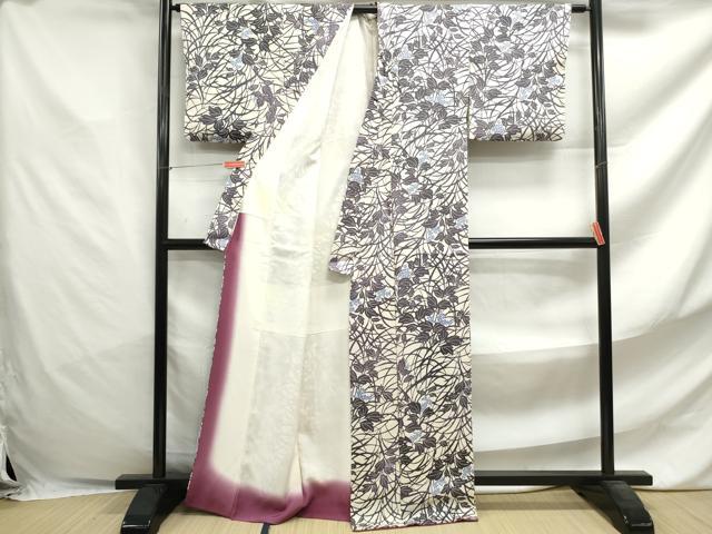 平和屋着物■上質な小紋 草花文 正絹 逸品 DABF4718qa