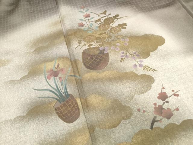 平和屋着物■訪問着 花籠文 暈し染め 金彩 正絹 逸品 DABF4736qa