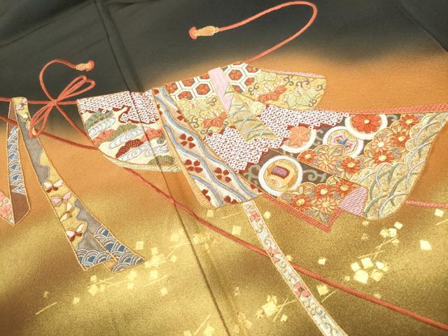 平和屋着物■豪華黒留袖 刺繍 宝尽くし几帳花文 暈し染め 金糸 金彩 正絹 逸品 DABF4738qa