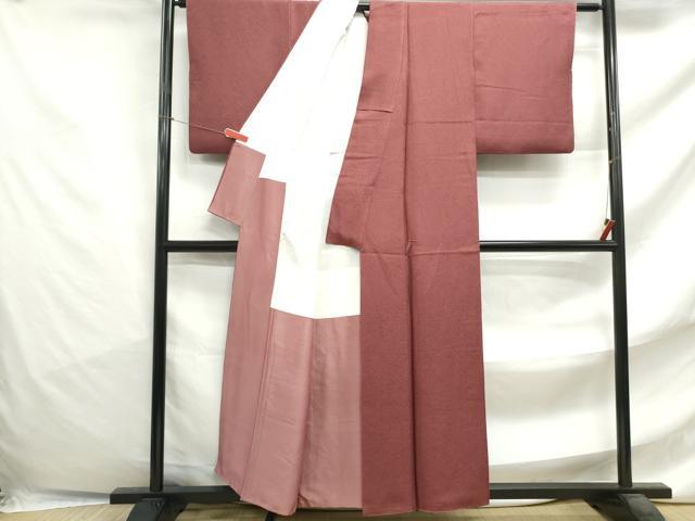 平和屋着物■上質な色無地 霞地紋 蘇芳香色 正絹 逸品 DABF4744qa