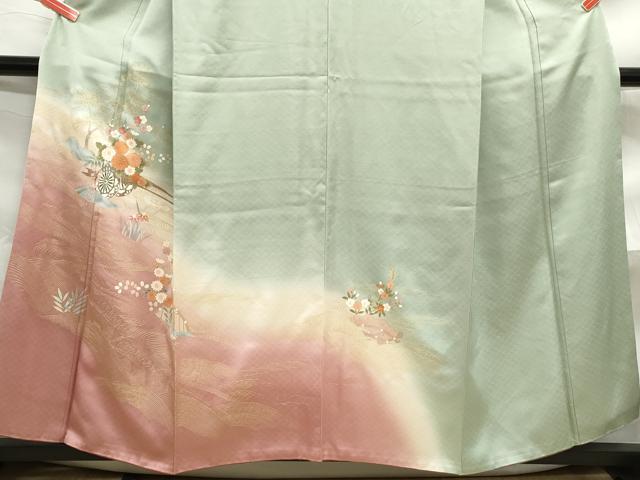 平和屋着物■訪問着 流水花車文 暈し染め 金彩 正絹 逸品 DABF4795qa