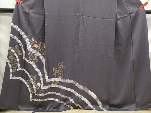平和屋着物■訪問着 刺繍 絞り 草花文 金彩 正絹 逸品 DABF4805qa