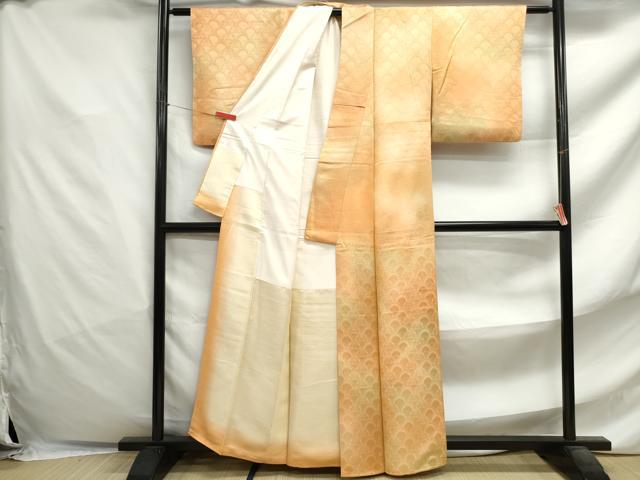 平和屋着物■上質な小紋 花青海波地紋 暈し染め 正絹 逸品 DABF4810qa