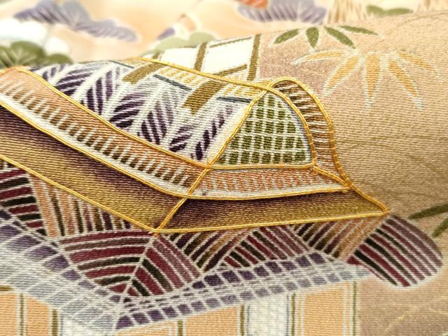 平和屋着物■豪華黒留袖 作家物 駒刺繍 渡橋風景花文 暈し染め 金彩 正絹 逸品 DABF4816qa