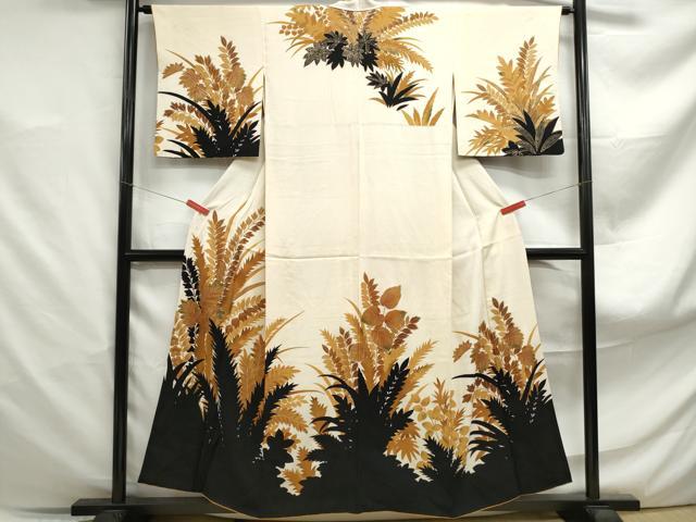 平和屋着物■訪問着 草葉文 金彩 正絹 逸品 DABF4877qa