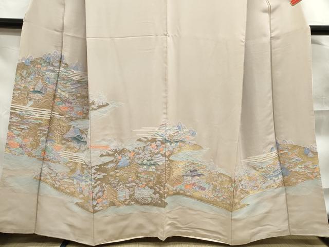 平和屋着物■豪華色留袖 寿光織 風景花文 暈し染め 金糸 正絹 逸品 DABF4881qa