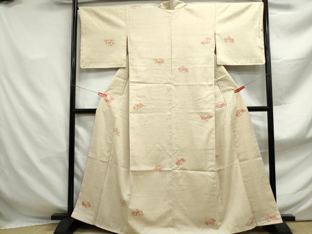 平和屋着物■上質な紬 80亀甲 総詰め 幾何学文 正絹 逸品 DABF4906qa