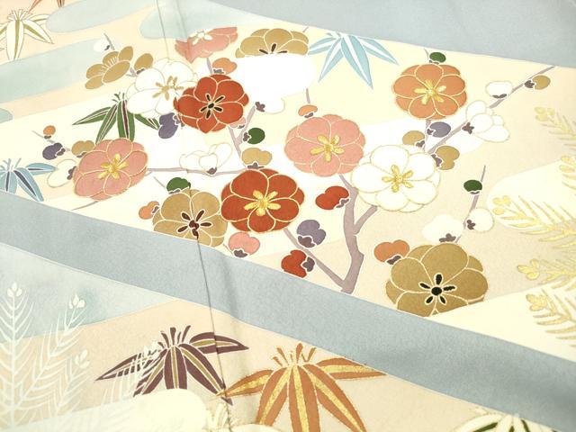 平和屋着物■豪華色留袖 駒刺繍 エ霞笹梅文 金彩 正絹 逸品 DABF4914qa