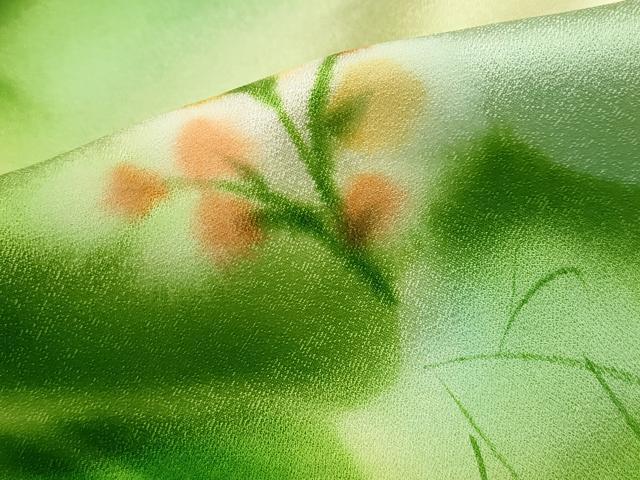 平和屋着物■訪問着 手描き 草花文 暈し染め 正絹 逸品 DABF4915qa