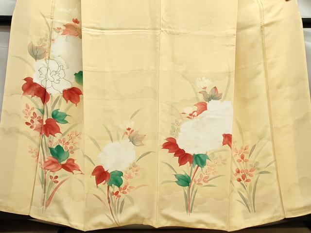 平和屋着物■小振袖 二尺袖 草花文 暈し染め 正絹 逸品 DABF4917qa