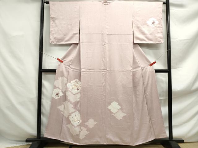 平和屋着物■訪問着 絞り 刺繍 松皮菱花文 銀彩 正絹 逸品 DABF4920qa