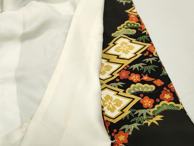 平和屋着物■豪華黒留袖 駒刺繍 松皮菱花鳥文 金彩 正絹 逸品 DABF4921qa