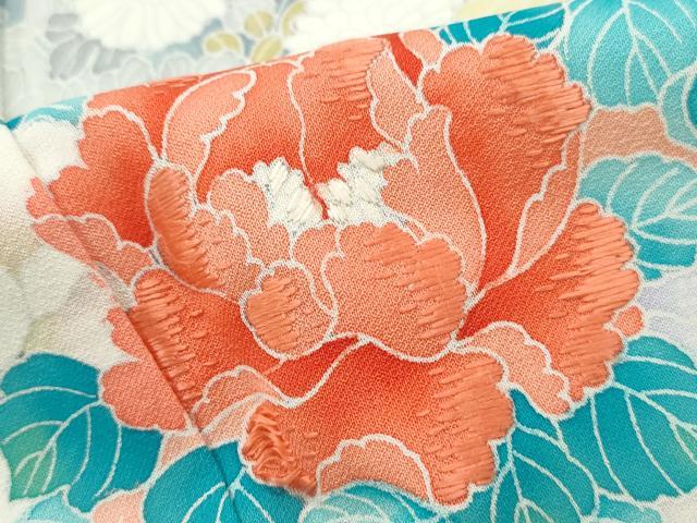 平和屋着物■訪問着 刺繍 扇面花文 暈し染め 正絹 逸品 DABF4924qa