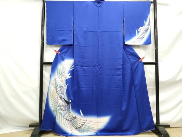 平和屋着物■訪問着 孔雀 辻が花文 暈し染め 銀彩 正絹 逸品 DABF4925qa