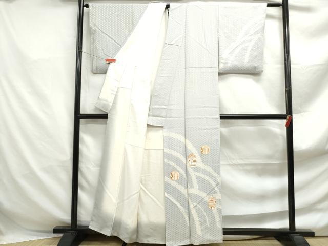平和屋着物■訪問着 総刺繍 絞り 仕覆花文 銀彩 正絹 逸品 DABF4928qa