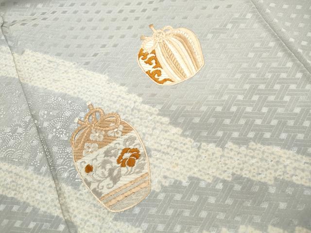平和屋着物■訪問着 総刺繍 絞り 仕覆花文 銀彩 正絹 逸品 DABF4928qa