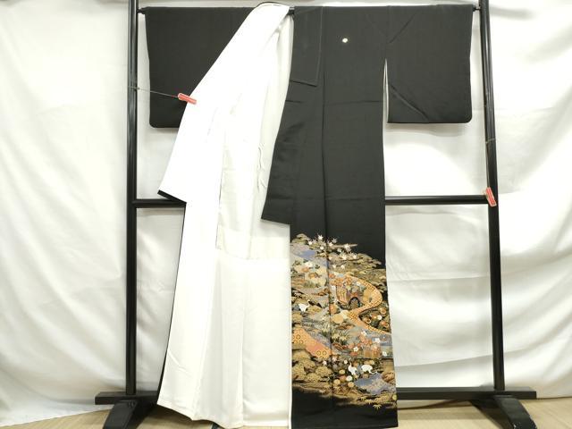 平和屋着物■豪華黒留袖 浜松文 鶴 金彩 正絹 逸品 DABF4934qa