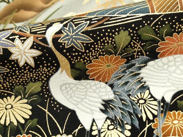 平和屋着物■豪華黒留袖 浜松文 鶴 金彩 正絹 逸品 DABF4934qa