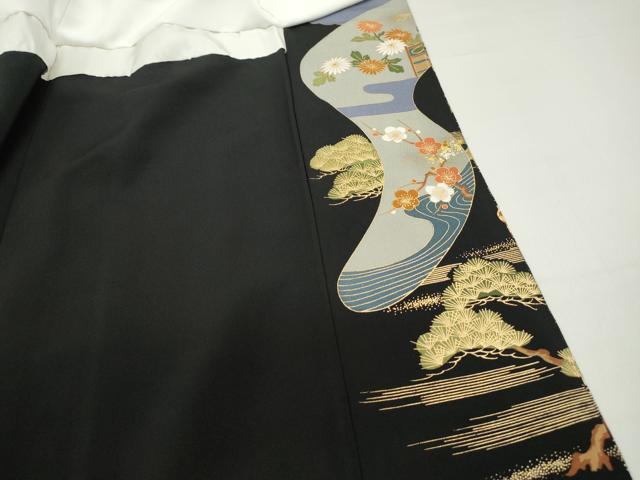 平和屋着物■豪華黒留袖 浜松文 鶴 金彩 正絹 逸品 DABF4934qa