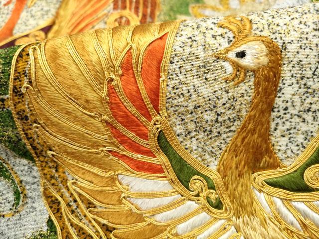 平和屋着物■豪華黒留袖 駒刺繍 更紗花鳥文 金銀彩 正絹 逸品 DABF4940qa