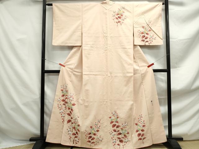 平和屋着物■訪問着 作家物 手描き 紬地 草花文 金銀彩 正絹 逸品 DABF4954qa