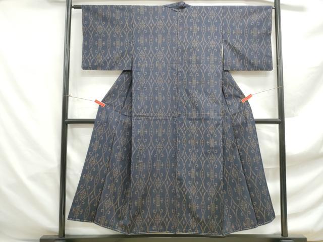 平和屋着物■上質な紬 幾何学文様 正絹 逸品 DABF4956qa