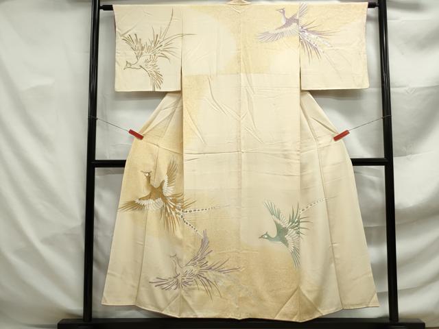 平和屋着物■訪問着 霞飛鳥文 暈し染め 金銀彩 正絹 逸品 DABF4964qa