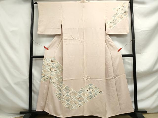 平和屋着物■訪問着 刺繍 地紙花文 正絹 逸品 DABF4966qa