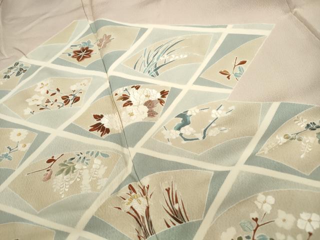平和屋着物■訪問着 刺繍 地紙花文 正絹 逸品 DABF4966qa