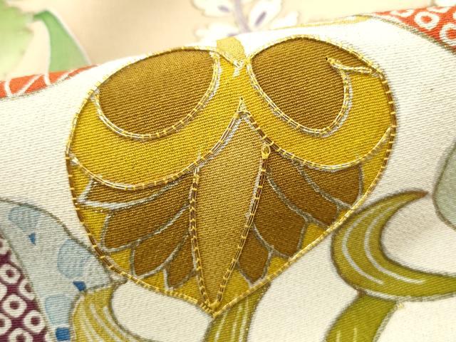 平和屋着物■豪華黒留袖 駒刺繍 扇面花文 金彩 正絹 逸品 DABF4971qa