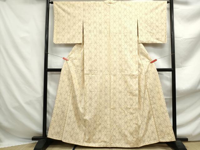 平和屋着物■上質な紬 麻の葉文様 正絹 逸品 DABF4974qa