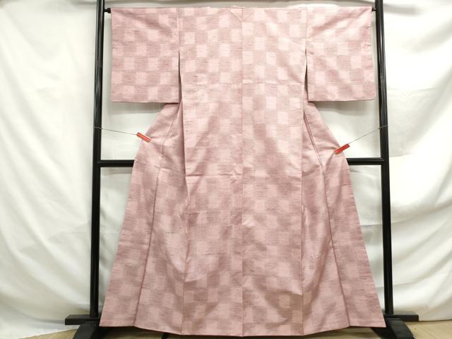平和屋着物■上質な紬 市松文様 正絹 逸品 DABF4979qa