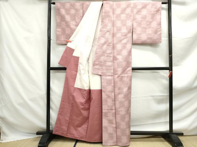 平和屋着物■上質な紬 市松文様 正絹 逸品 DABF4979qa