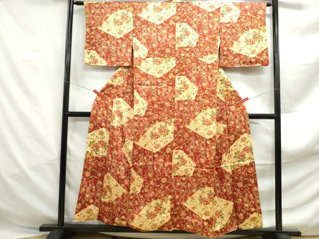平和屋着物■上質な小紋 花唐草文 三越扱い 正絹 逸品 DABF4980qa