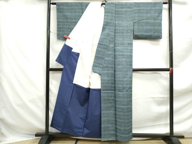 平和屋着物■上質な紬 格子 正絹 逸品 DABF4982qa