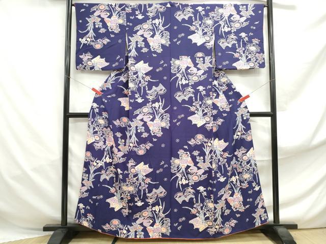 平和屋着物■上質な小紋 型染 冊子花文 正絹 逸品 DABF4986qa