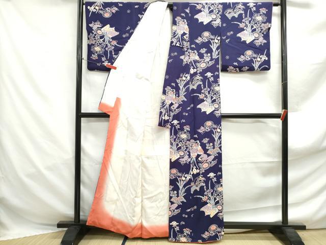 平和屋着物■上質な小紋 型染 冊子花文 正絹 逸品 DABF4986qa