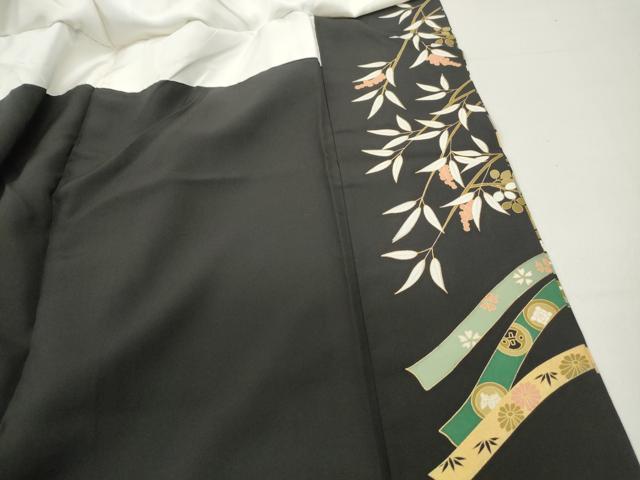 平和屋着物■豪華黒留袖 駒刺繍 地紙鳳凰花文 金彩 正絹 逸品 DABF4993qa
