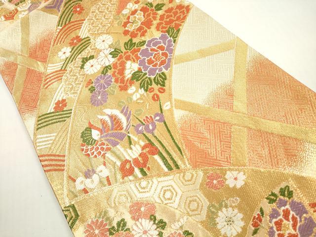 平和屋着物◎佐賀錦 六通柄袋帯 唐織 吉祥花鳥文 金糸 正絹 逸品 DABF5013xg