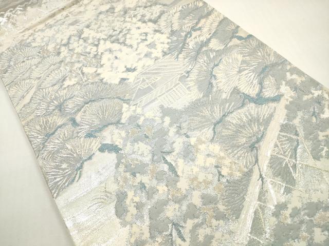 平和屋着物◎六通柄袋帯 光悦庵 風景文 銀糸 正絹 逸品 DABF5036xg