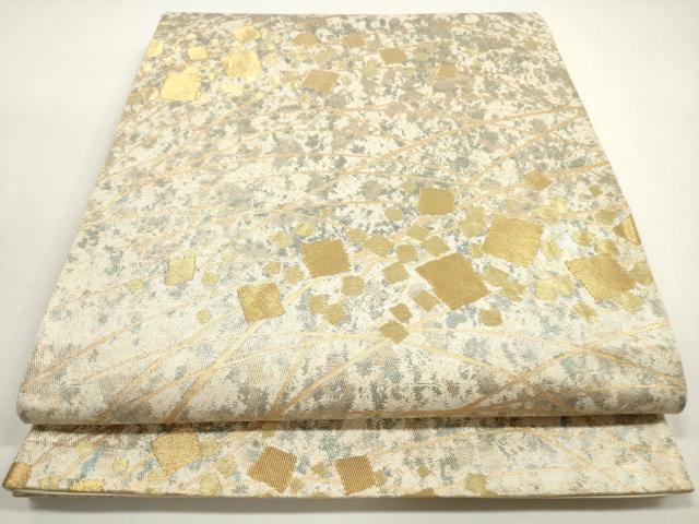 平和屋着物◎六通柄袋帯 芝草箔散らし文 金銀糸 三越扱い 正絹 逸品 DABF5083xg