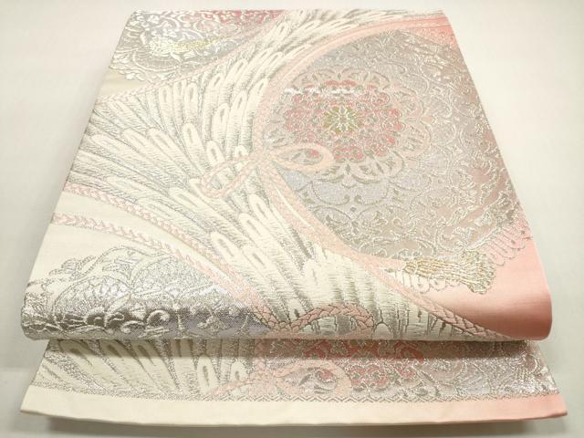平和屋着物◎六通柄袋帯 唐織 孔雀羽正倉院花文 金銀糸 正絹 逸品 DABF5111xg