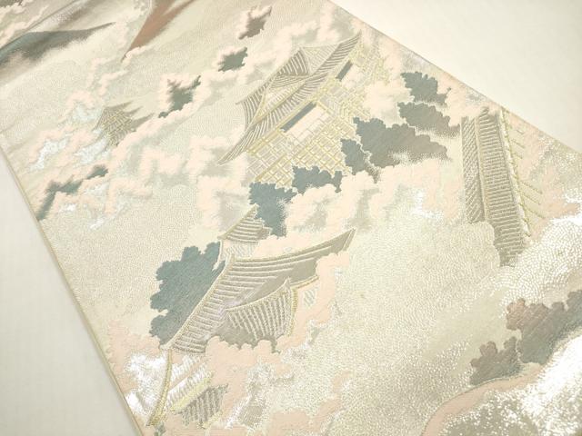 平和屋着物◎六通柄袋帯 長谷寺遠景 プラチナ箔二重織 正絹 逸品 DABF5112xg