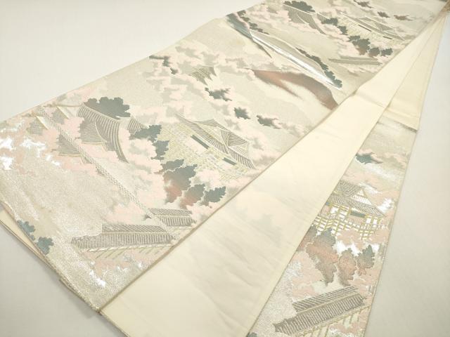 平和屋着物◎六通柄袋帯 長谷寺遠景 プラチナ箔二重織 正絹 逸品 DABF5112xg