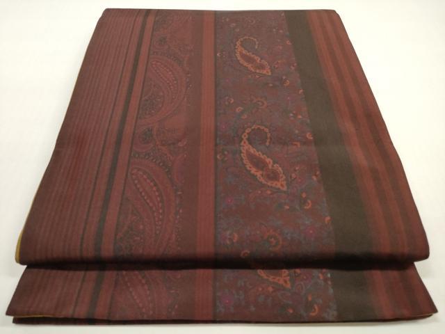平和屋着物◎全通柄袋帯 ペイズリー花文 正絹 逸品 DABF5118xg