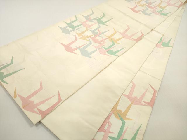 平和屋着物◎六通柄袋帯 ふくれ織 折り鶴 正絹 逸品 DABF5121xg