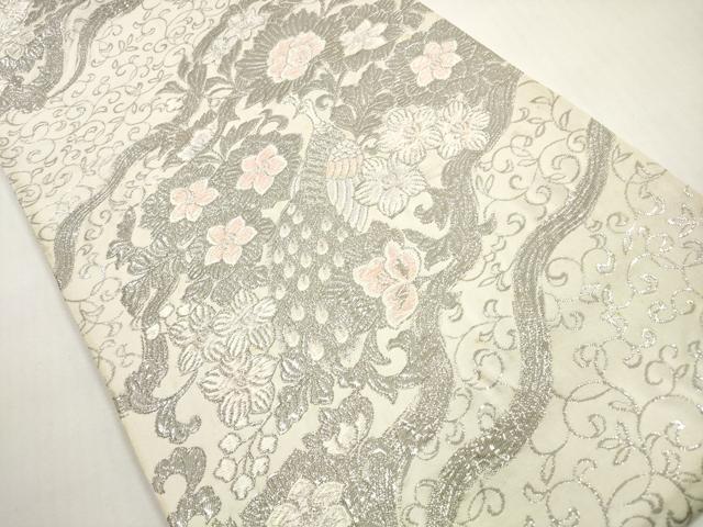 平和屋着物◎六通柄袋帯 唐織 道長更沙錦文 プラチナ箔 正絹 逸品 DABF5128xg