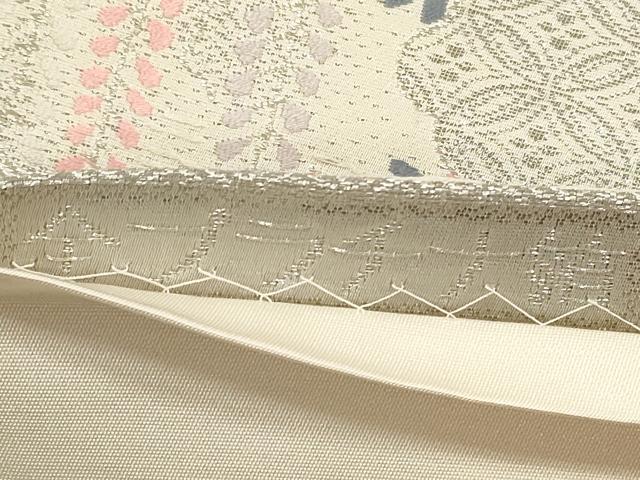 平和屋着物◎六通柄袋帯 唐織 花鳥御車文 全プラチナ箔 正絹 逸品 DABF5160xg