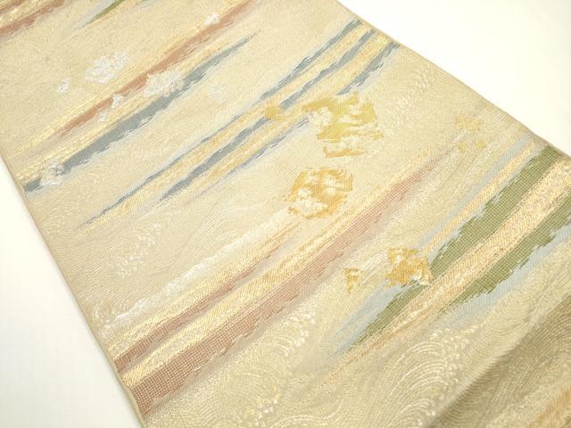 平和屋着物◎六通柄 本袋帯 立波文 箔散らし 金銀糸 正絹 逸品 DABF5178xg